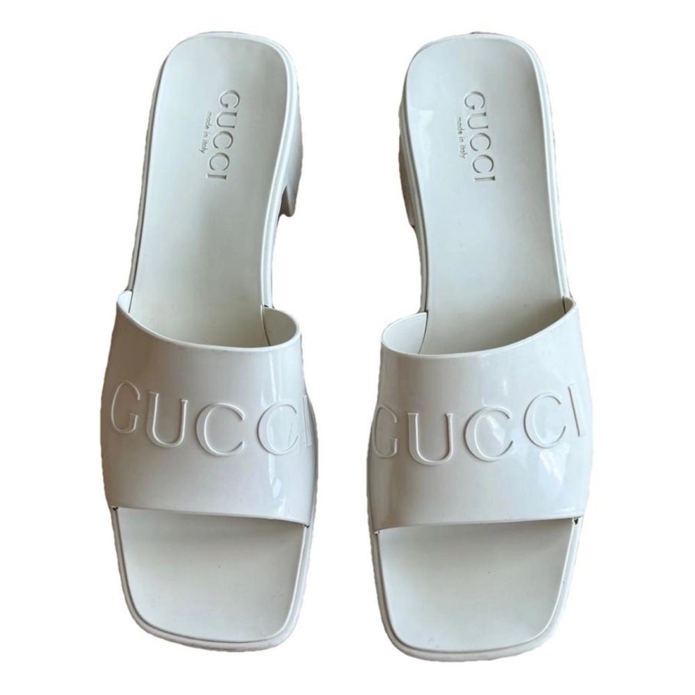 AUTHENTIC GUCCI White Rubber Mule in size 8